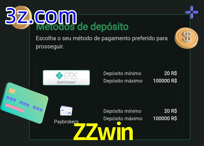 O cassino ZZwin oferece uma grande variedade de métodos de pagamento